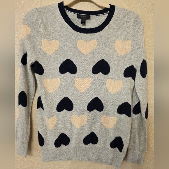 J. Crew Sweaters - J. Crew Light Gray Heart Print Sweater